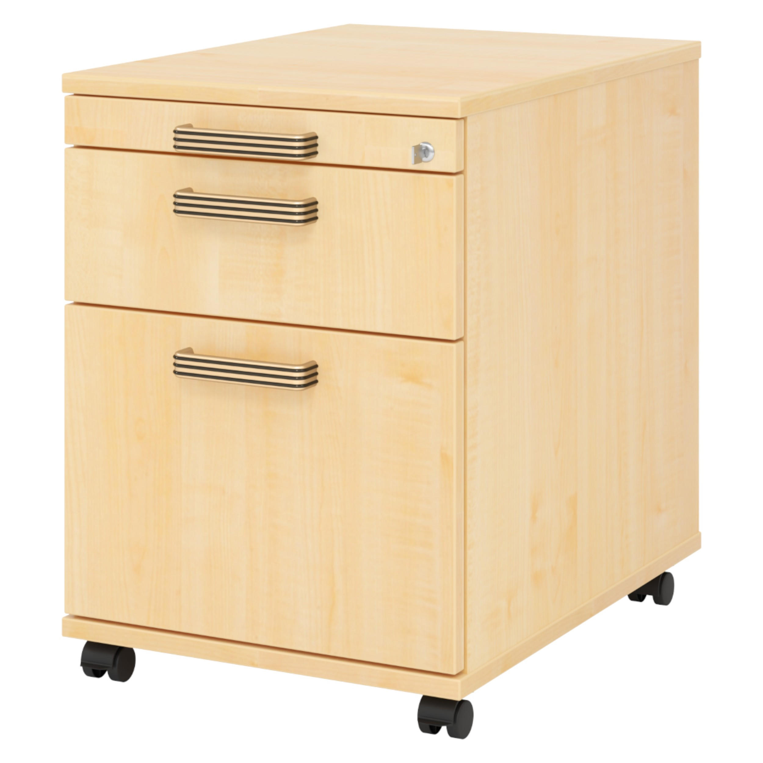 ROLLCONTAINER - mit Hängeregistratur 58/42,8/59 cm in Ahornfarben Streifengriff (Kunststoff) - Ahornfarben, Holzwerkstoff (42.8/59/58cm) - bümö