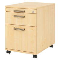 ROLLCONTAINER - mit Hängeregistratur 58/42,8/59 cm in Ahornfarben Streifengriff (Kunststoff) - Ahornfarben, Holzwerkstoff (42.8/59/58cm) - bümö