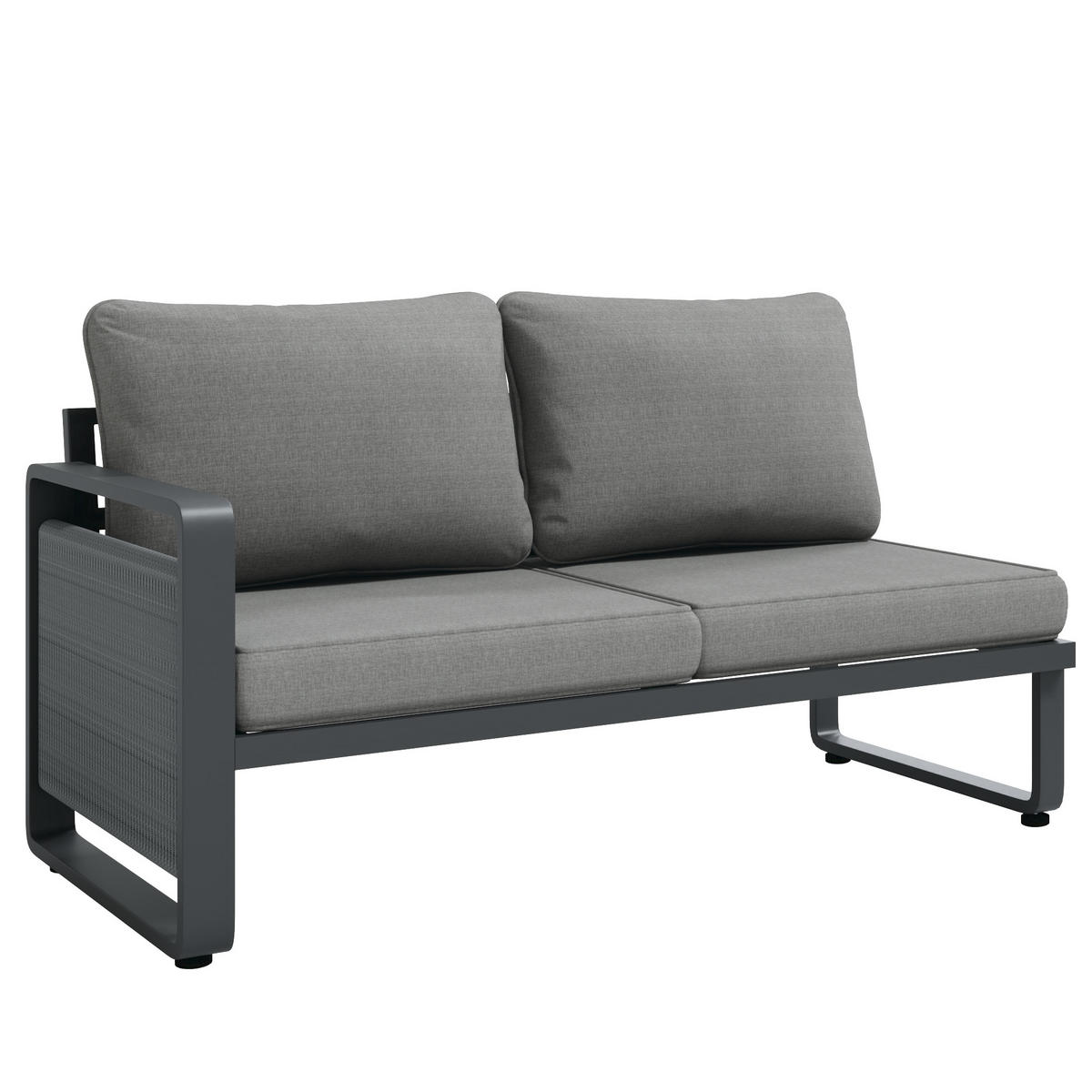 LOUNGEGARNITUR aus Metall & wasserabweisendem Stoff Grau mit verstellbaren Füßen - Grau, Metall - Modfu