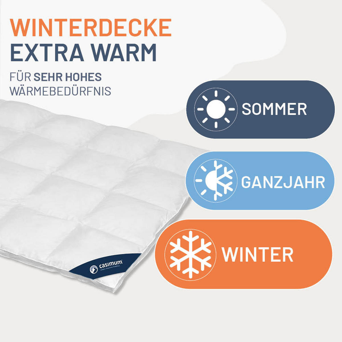 DAUNENDECKE 155x220 Extra Warm, PREMIUM Winterdecke extra warm 90% Daune - Weiß, Textil (155/220cm) - casimum