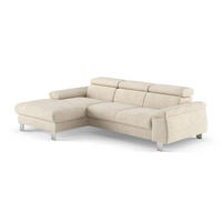 ECKSCHLAFSOFA mit Bettkasten – Cord-Stoff - Chromfarben/Beige, Holz/Textil (244/166cm) - Cotta