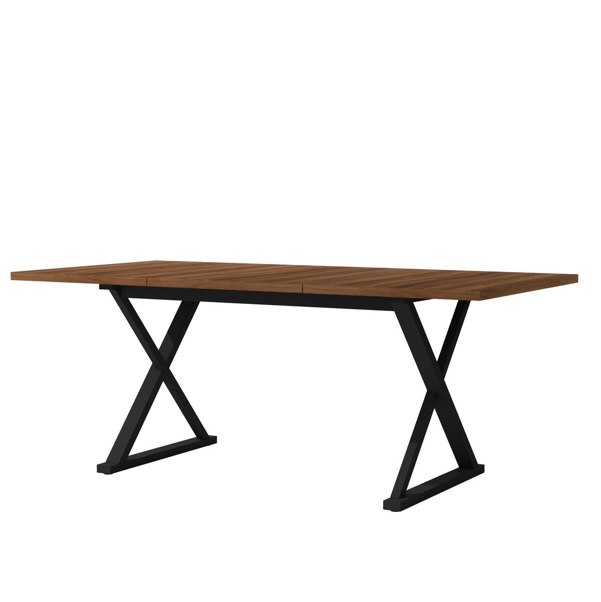 ESSTISCH 180/90/75 cm walnussfarben aus MDF mit X-förmigen Metallbeinen - Walnussfarben, Holzwerkstoff (180/90/75cm) - OKWISH
