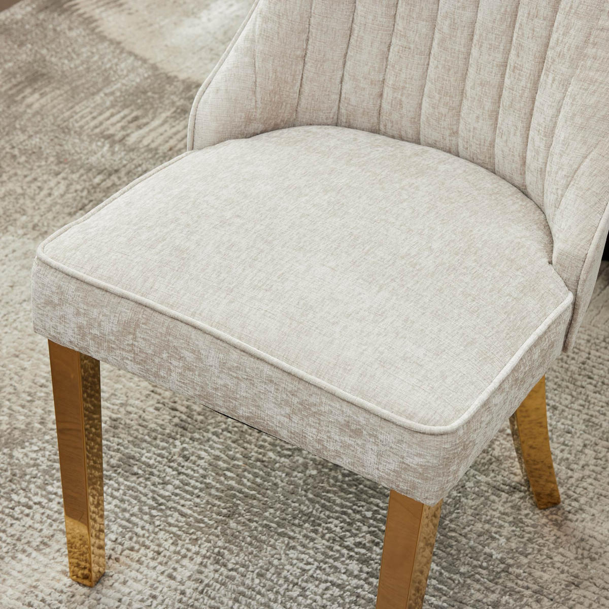 STUHL-SET DE-36306 2 Stück mit goldenen Metallbeinen Beige - Beige, Holz (50/95/65cm) - ComfortXL