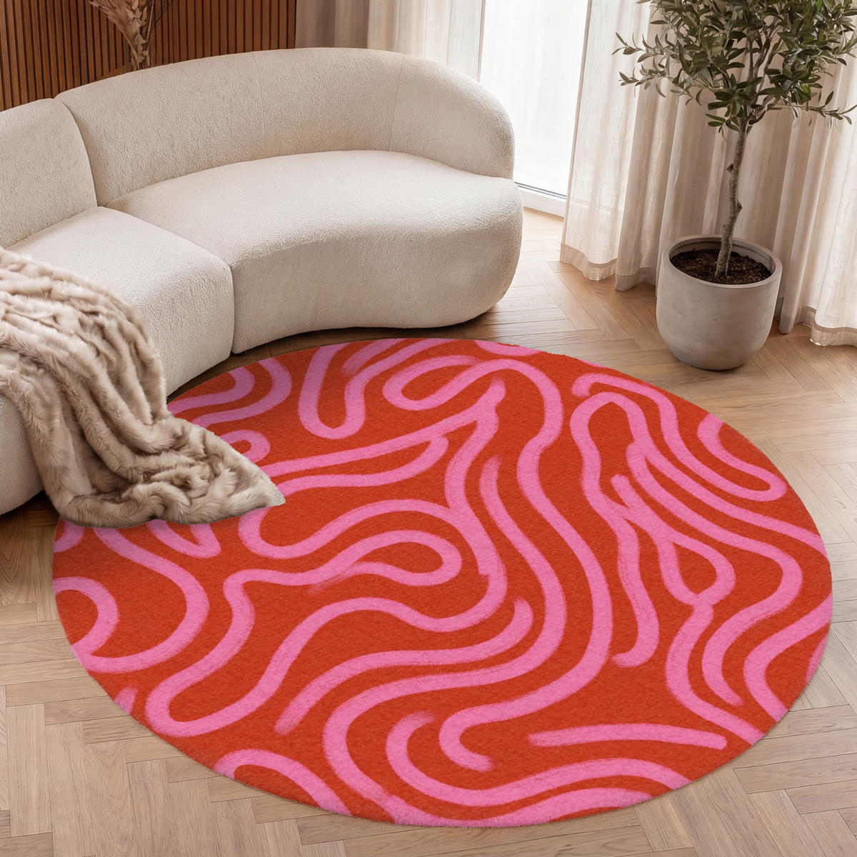 TEPPICH - Rosa - 150x150 cm - Rot, Kunststoff/Textil (150/0.4cm) - OnlyWow