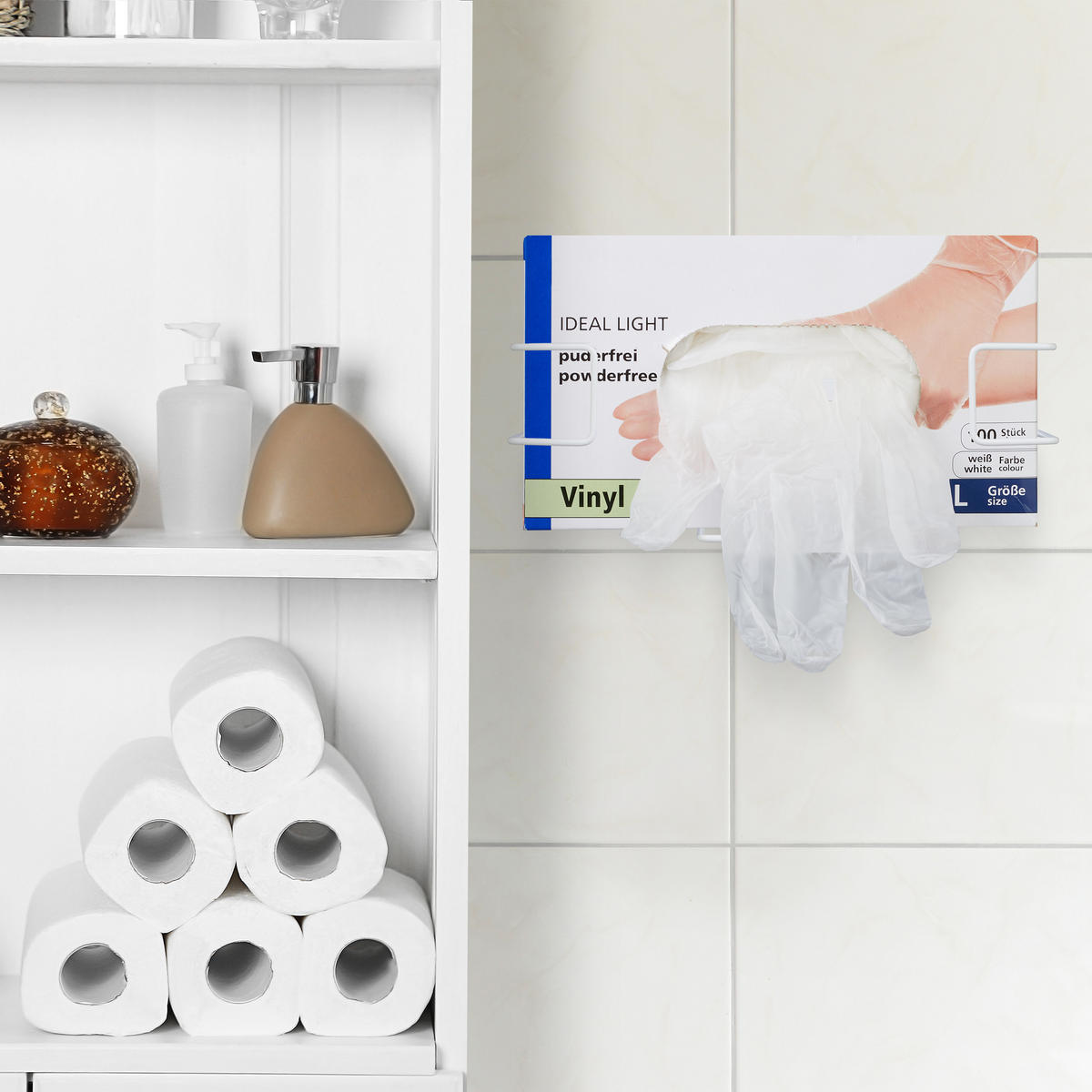 HANDSCHUHSPENDER - Weiß, Metall (27.5/10/8.5cm) - Relaxdays