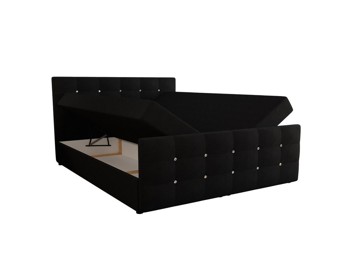 BOXBETT KLEO 200x200, mit Matratze H3 und Topper, Cosmic 100 - Schwarz, Holz/Kunststoff (200/200cm) - Bedante