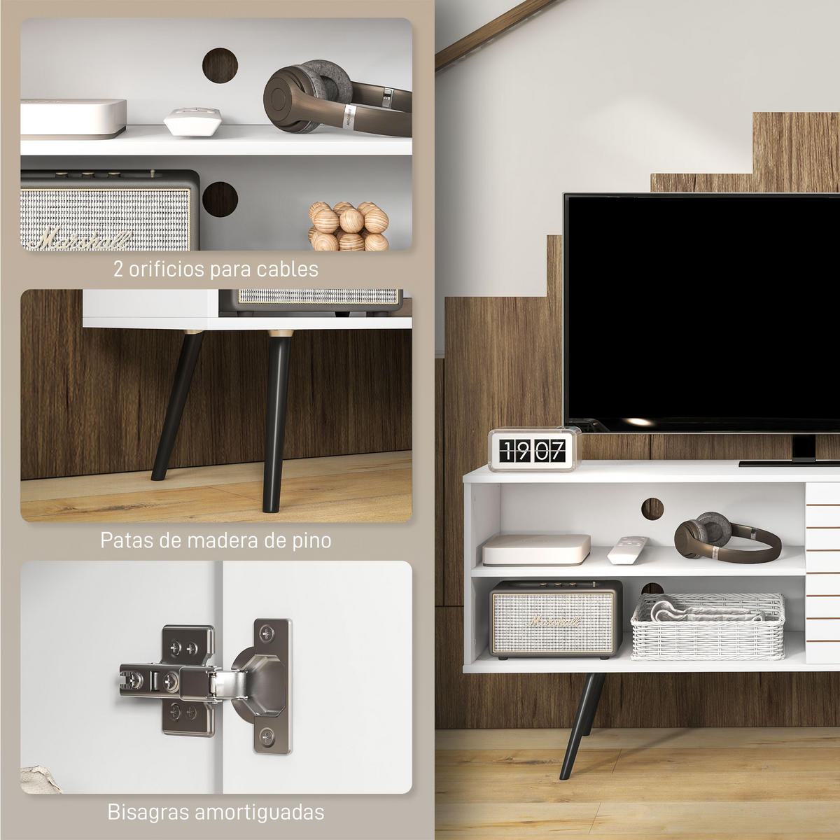 TV-MÖBEL Weiß 1 Stück - Weiß, Holzwerkstoff (145/65/38cm) - GiPP