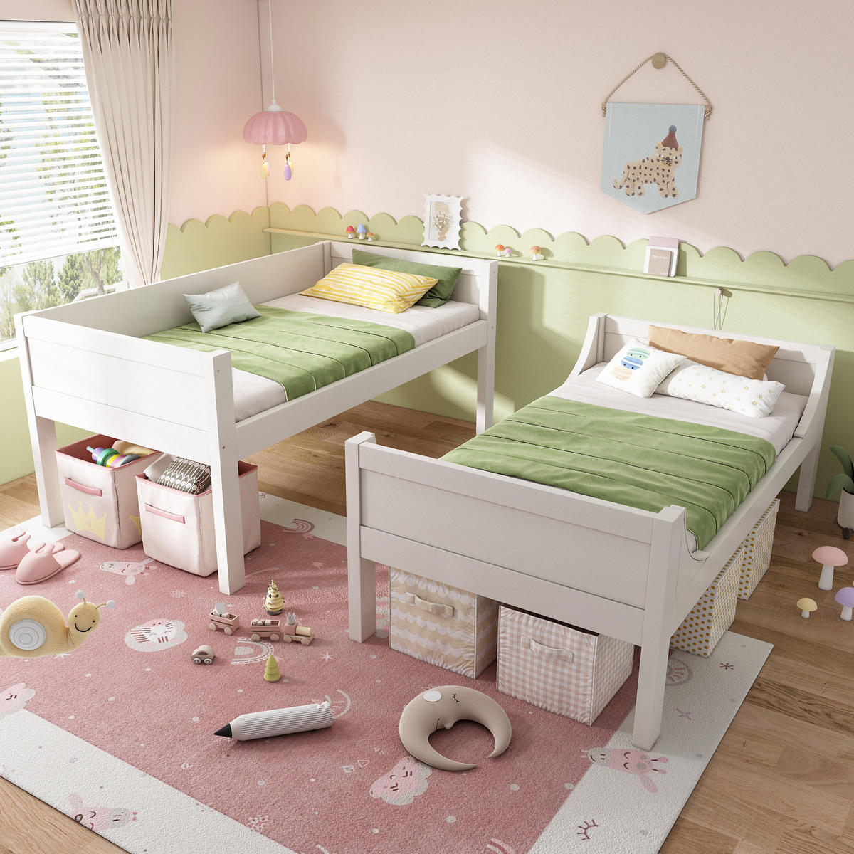 ETAGENBETT 90/200 cm Weiß mit flexibler Leiter und trennbarem Design - Weiß, Holzwerkstoff (90/200cm) - OKWISH