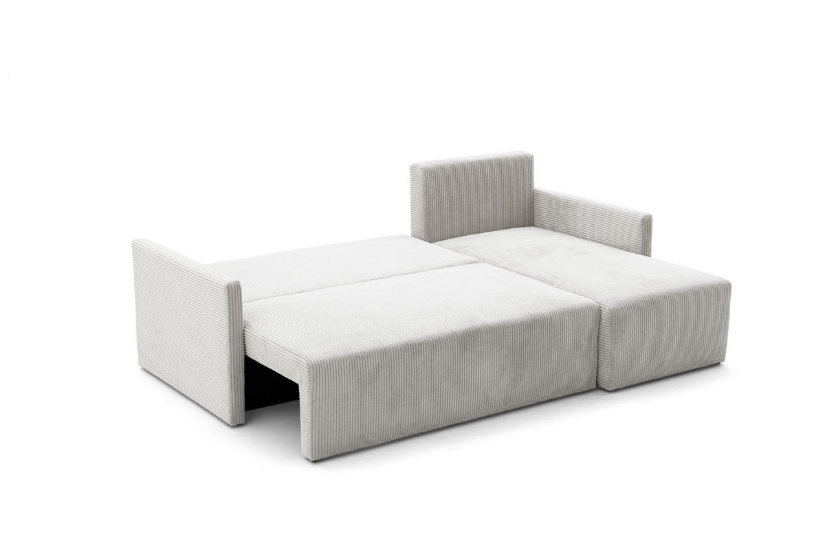 ECKSOFA GARDA L Links mit Schlaffunktion 132x198 Cord Creme - Creme/Schwarz, Holz/Kunststoff (209/145cm) - NACANAPA