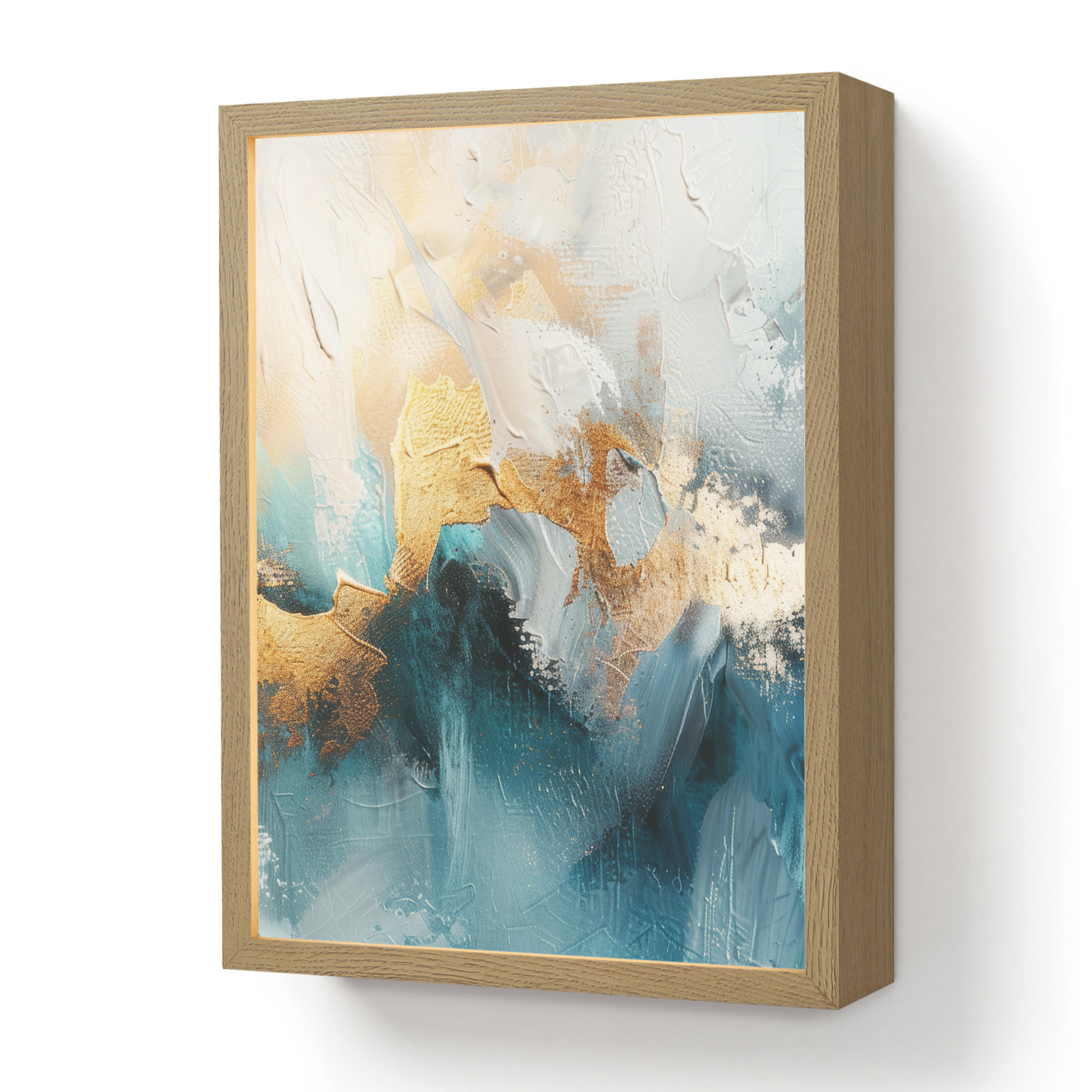 OnlyWow NÁSTĚNNÁ LAMPA S AKUMULÁTOREM Abstraktní - umění - zlatá - modrá 30x40 cm