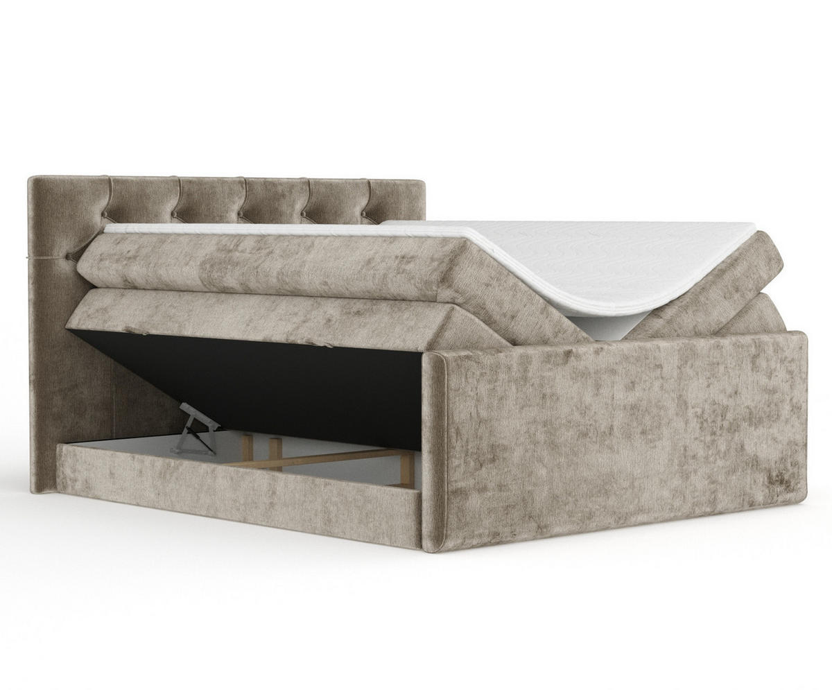 BOXSPRINGBETT Hugo Beige 160/200 cm - Beige/Schwarz, Holz/Holzwerkstoff (160/200cm) - Maison de Reve