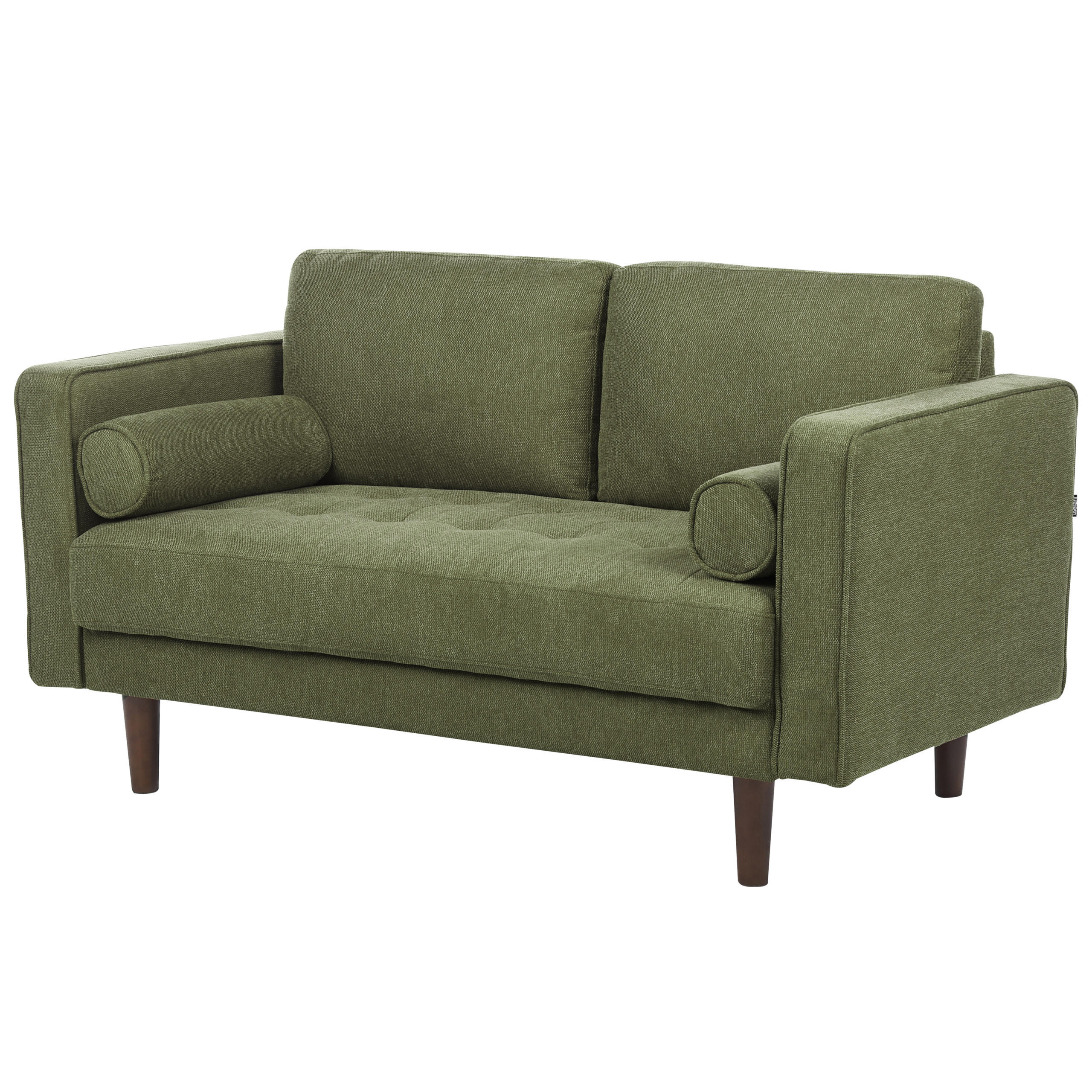 2-SITZER-SOFA dunkelgrün Nurmo - Dunkelbraun/Grün, Textil (140/78/74cm) - Beliani