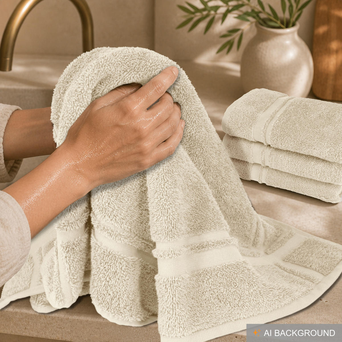 FROTTEE Küchenhandtücher 50x50 cm, 4er Set, Natur - Naturfarben, Textil (50/50cm) - Lashuma