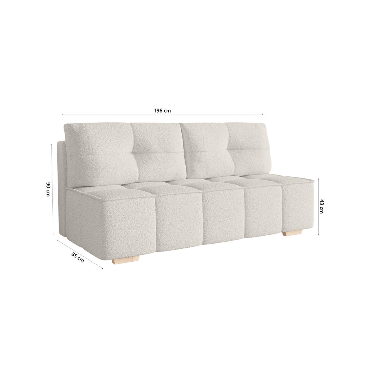 SOFA Miia mit Schlaffunktion, Beige - Beige, Textil (196/90/85cm) - Fedve