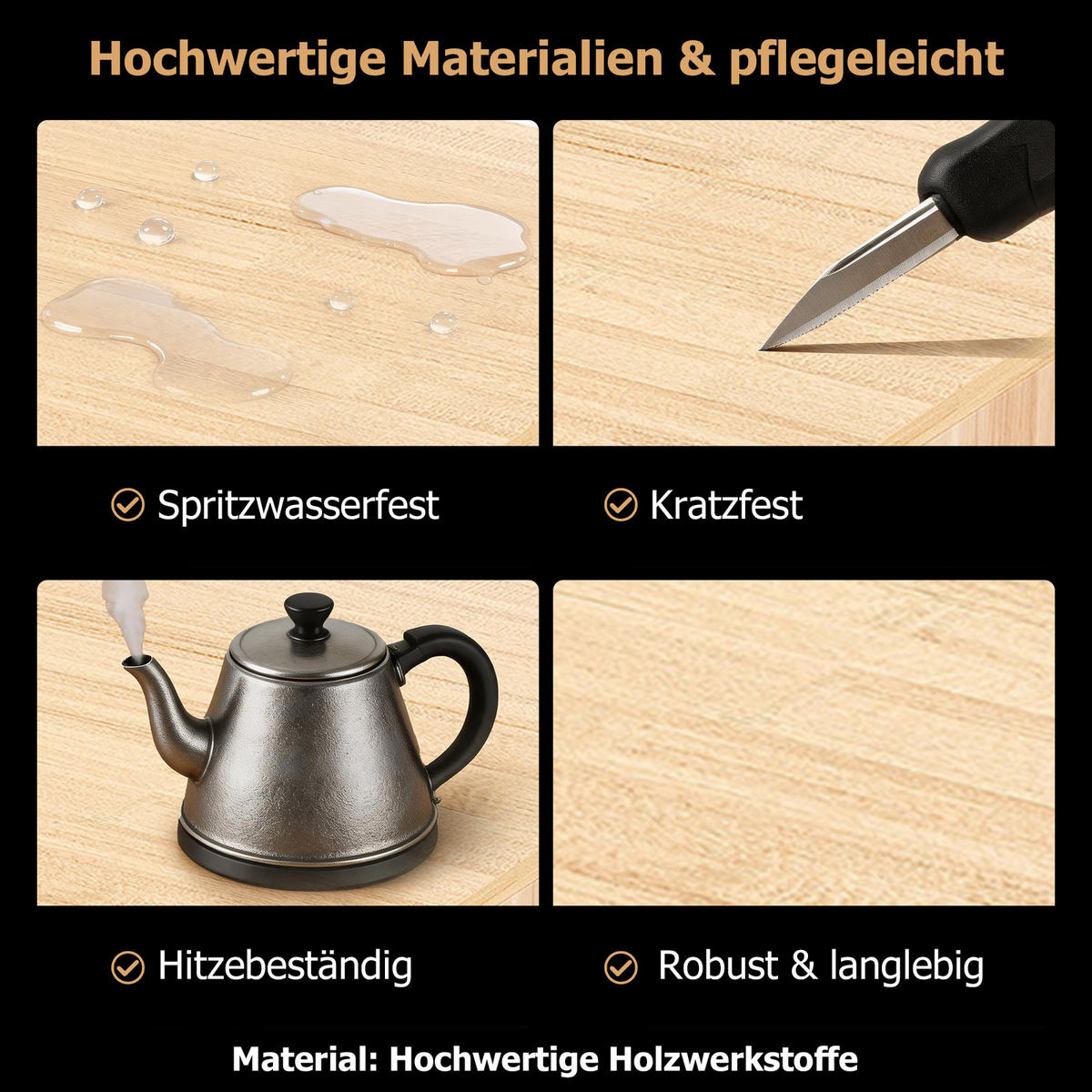 KÜCHENINSEL 140/50/90 cm Natürlich mit 4 Schubladen, ausklappbarer Arbeitsplatte und 2 Schränken - Silberfarben/Weiß, Holz/Holzwerkstoff (80/90/140cm) - Oxeza