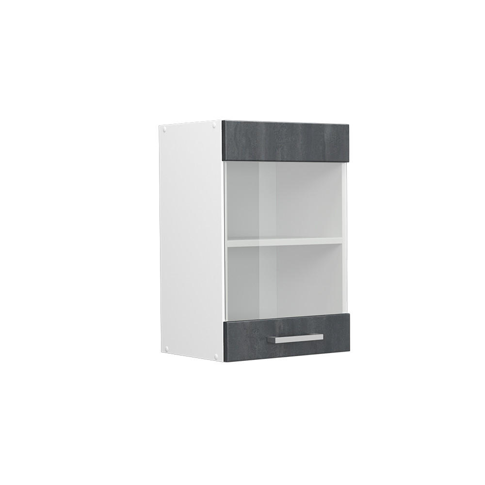 KÜCHENGLASSCHRANK R-Line Schwarz Beton 40 cm - Schwarz/Weiß, Holzwerkstoff (40/60/31cm) - Vicco
