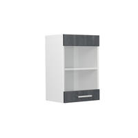 KÜCHENGLASSCHRANK R-Line Schwarz Beton 40 cm - Schwarz/Weiß, Holzwerkstoff (40/60/31cm) - Vicco