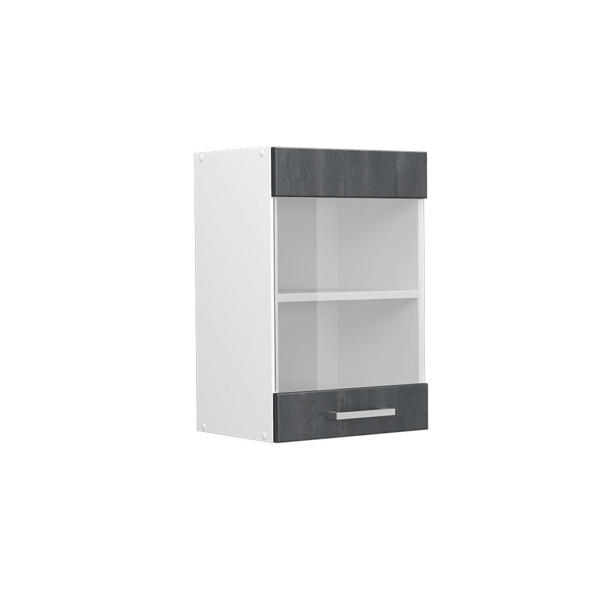 KÜCHENGLASSCHRANK R-Line Schwarz Beton 40 cm - Schwarz/Weiß, Holzwerkstoff (40/60/31cm) - Vicco
