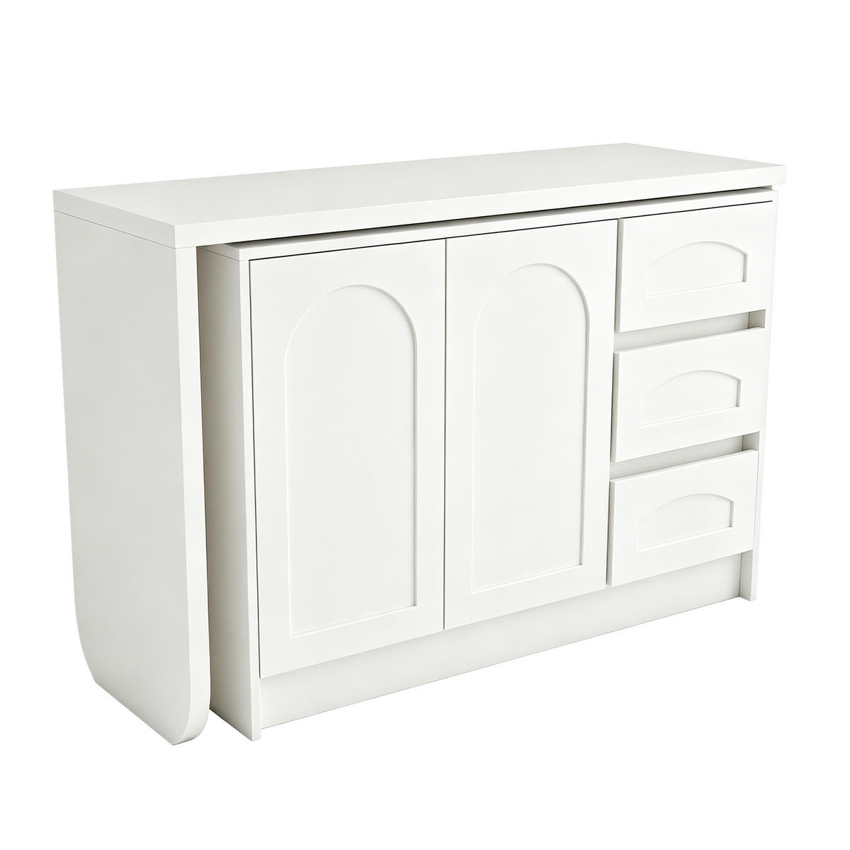 ECKSCHREIBTISCH Weiß 110-170/40/75 cm 360° drehbar mit 3 Schubladen und Schrank - Weiß, Holzwerkstoff (40/110/75cm) - PANGIVO