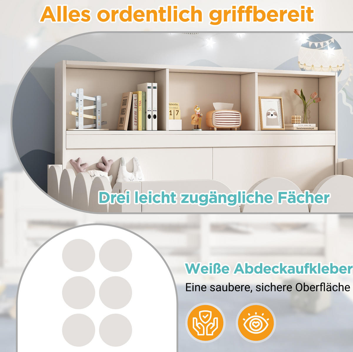 KINDERBODENBETT 140/190 cm aus Holz mit Tür Rausfallschutz und Regal Weiß - Weiß, Holz (90/200cm) - Modenvie