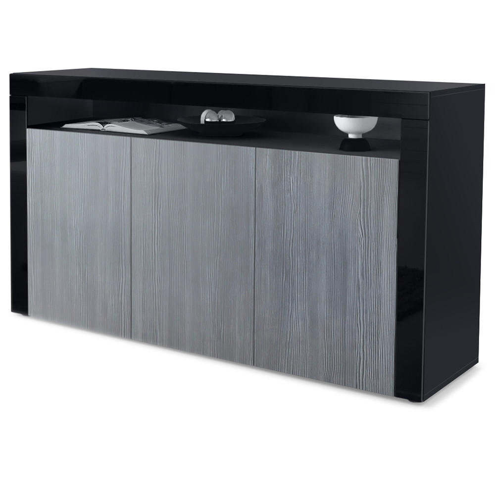 SIDEBOARD Valencia Avola-Anthrazit / Schwarz Hochglanz - Anthrazit, Holzwerkstoff (155/92/40cm) - Vladon