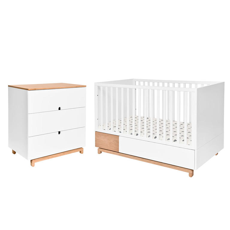 POKOJ PRO MIMINKO 2DÍLNÝ Bílá a dřevo - bílá, kompozitní dřevo (144/96/75cm) - Petits-meubles