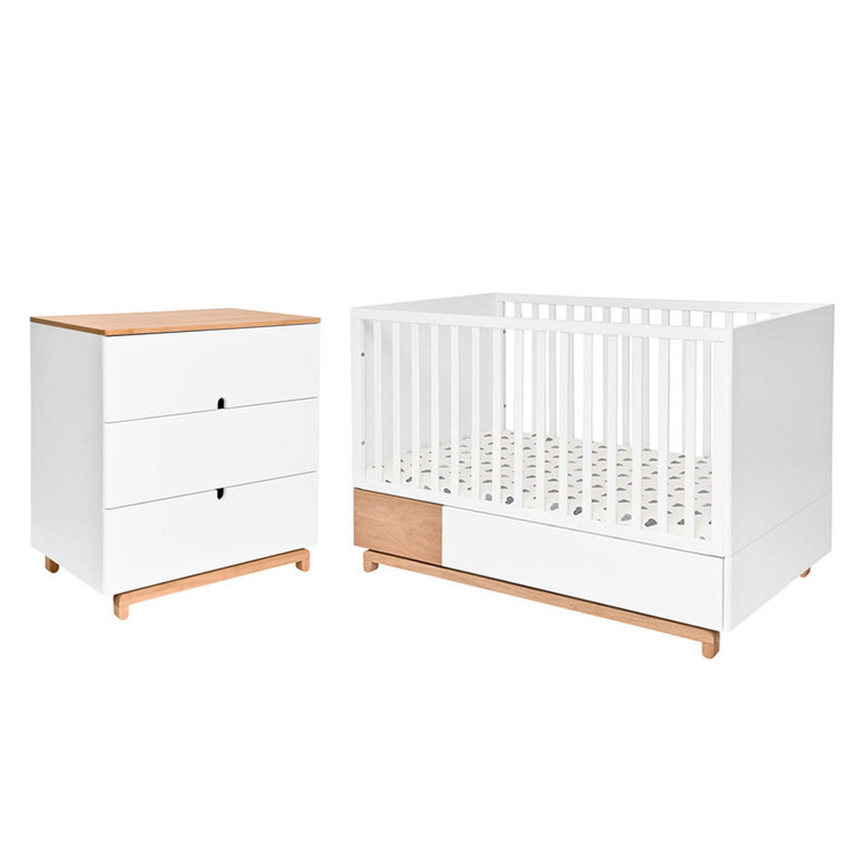 POKOJ PRO MIMINKO 2DÍLNÝ Bílá a dřevo - bílá, kompozitní dřevo (144/96/75cm) - Petits-meubles