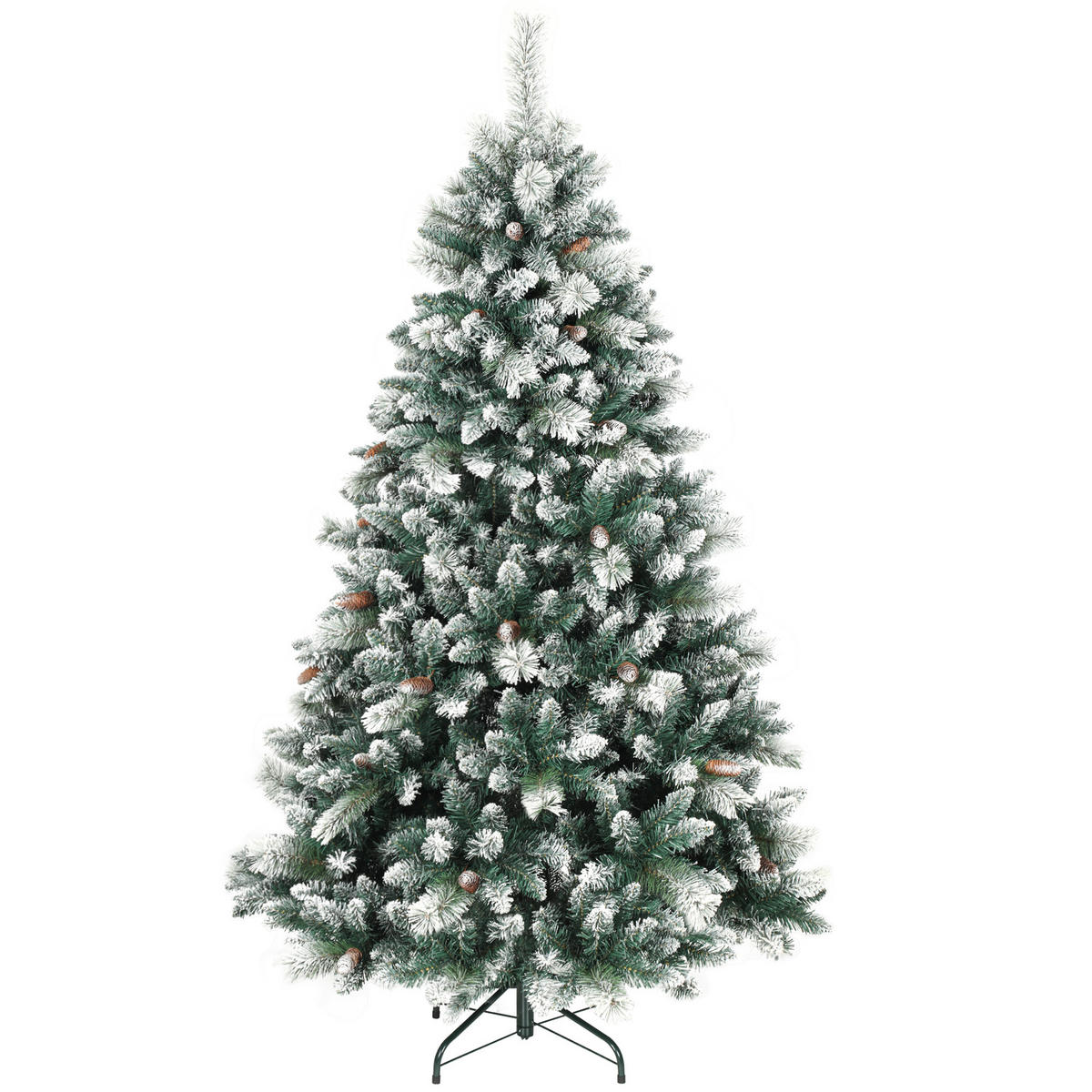 WEIHNACHTSBAUM DE-41586 Schnee, 1000 Spitzen, Tannenzapfen 180 cm - Weiß/Grün, Kunststoff (180cm) - ComfortXL