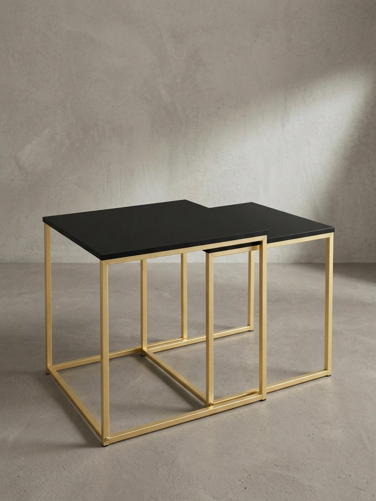 COUCHTISCH 2er Set Metallgestell Glas MDF-Platte TRONTO, Gold 40x40x42 cm - Goldfarben, Holz/Metall (40/40/42cm) - KADIMA DESIGN