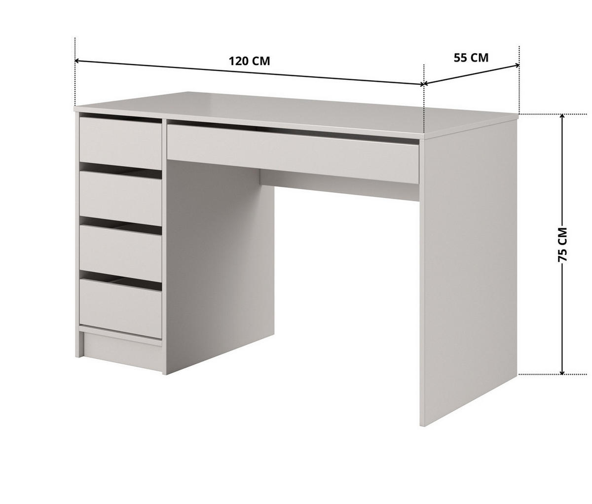 SCHREIBTISCH MIA 120 cm Kaschmir - mit 5 Schubladen, beidseitig montierbar - Kaschmir, Holz/Holzwerkstoff (55/120/75cm) - Ravio