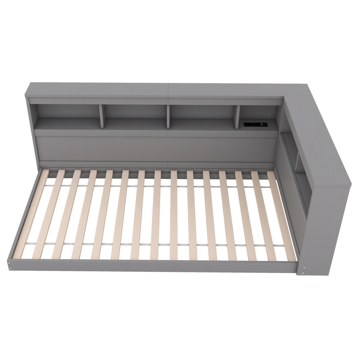 POSTEĽ 90/200 cm, drevotrieska/MDF, sivá s USB a zásuvkou - sivá, kompozitné drevo (90/200cm) - BEAOK