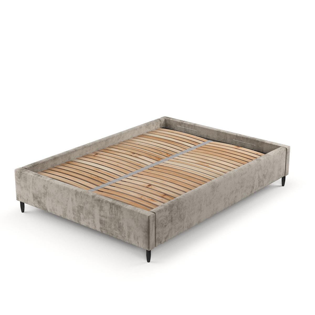 POLSTERBETT Larch Beige 160/200 cm im Chenille-Stoff - Beige/Schwarz, Holz/Holzwerkstoff (160/200cm) - Maison de Reve