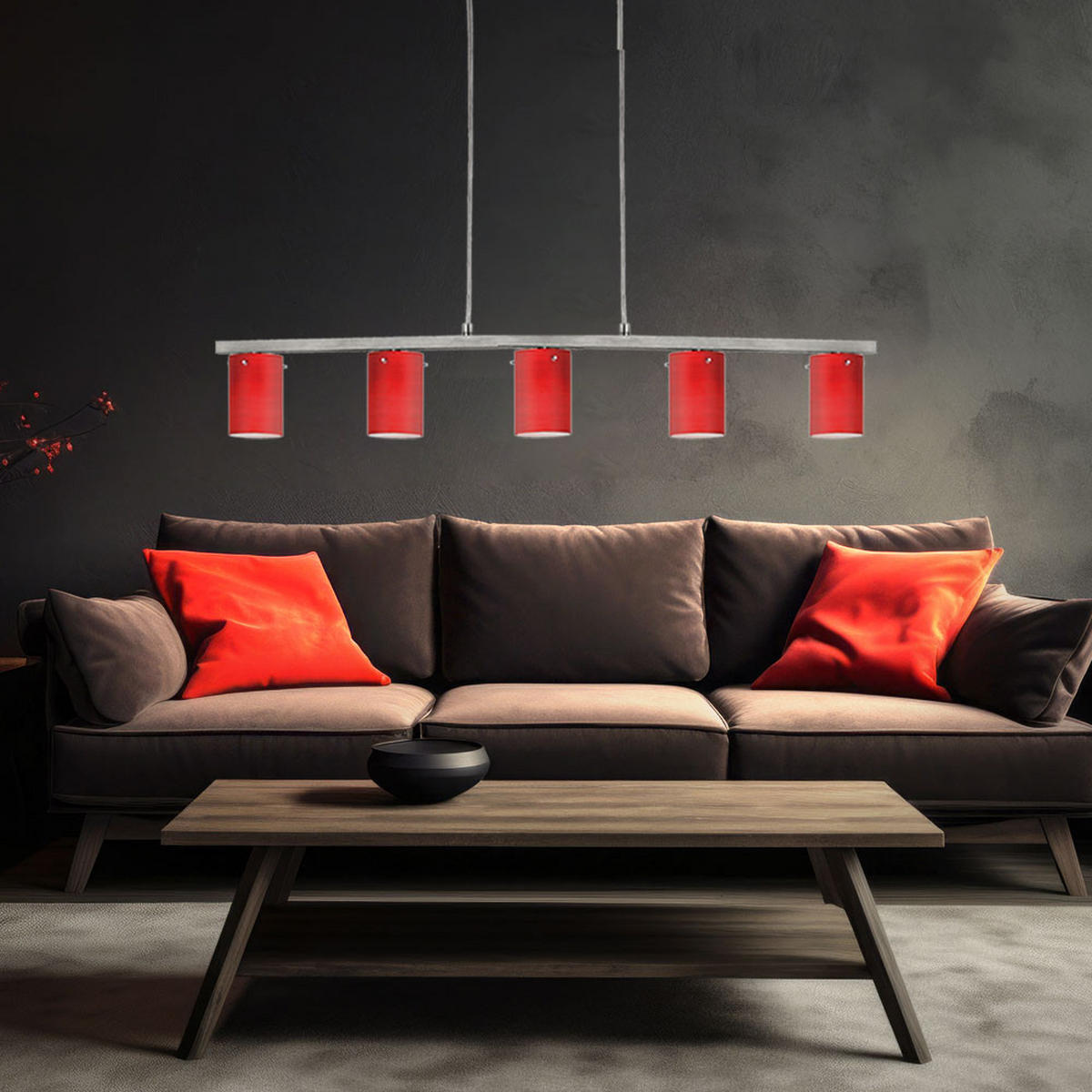 LED HÄNGELEUCHTE DRESS Aluminium Rot - Rot, Metall (91.5/7/110cm)