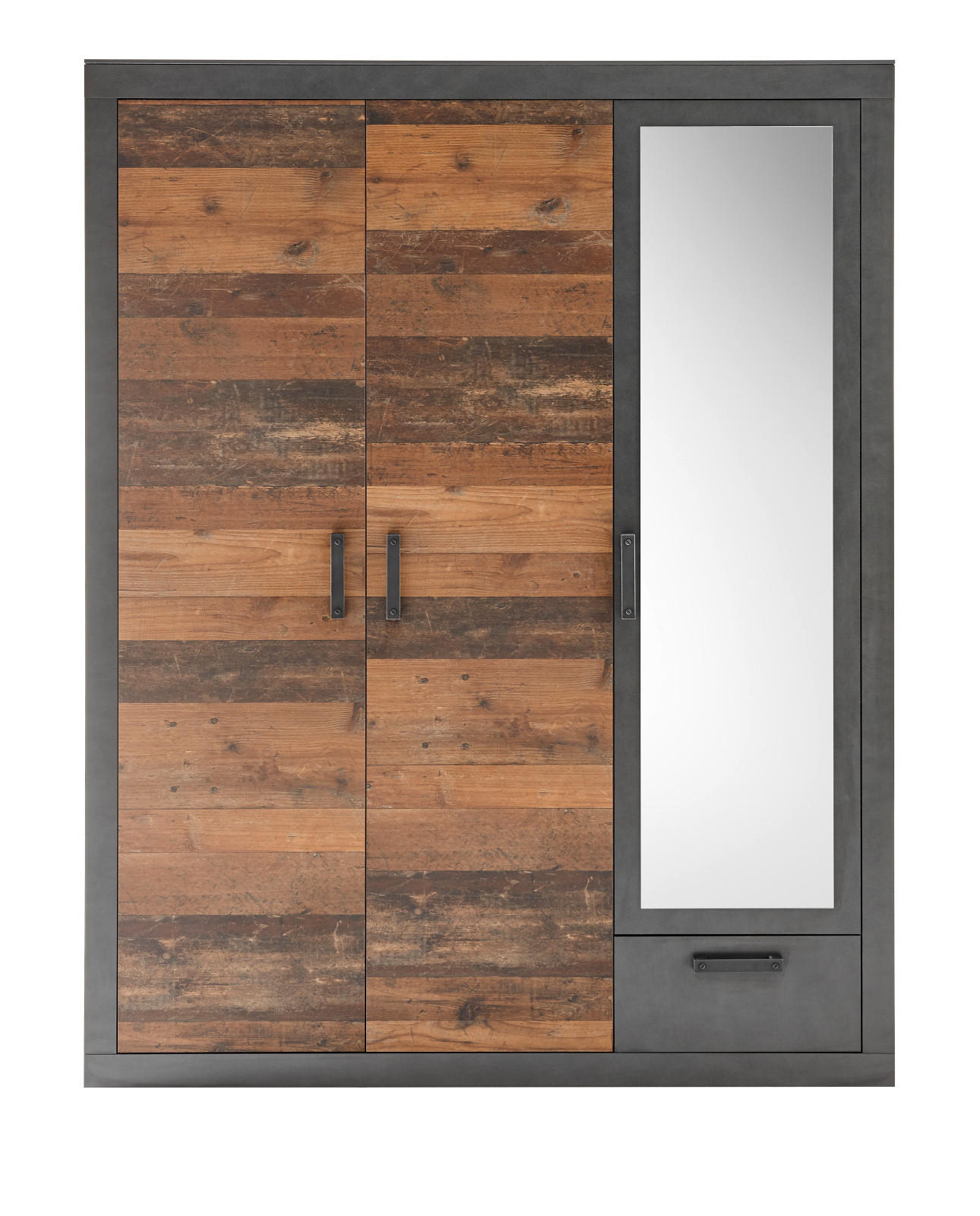 Furn.Design KLEIDERSCHRANK Grau, Braun 150cm × 62cm × 201cm