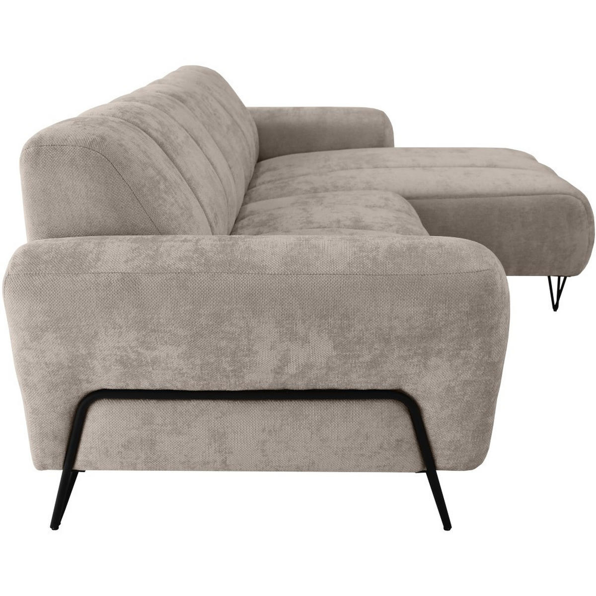 ECKSOFA Volare Mini ohne Schlaffunktion cappuccino rechts, Storm-Stoff - Schwarz/Cappuccino, Textil/Metall (256/165cm) - Beautysofa