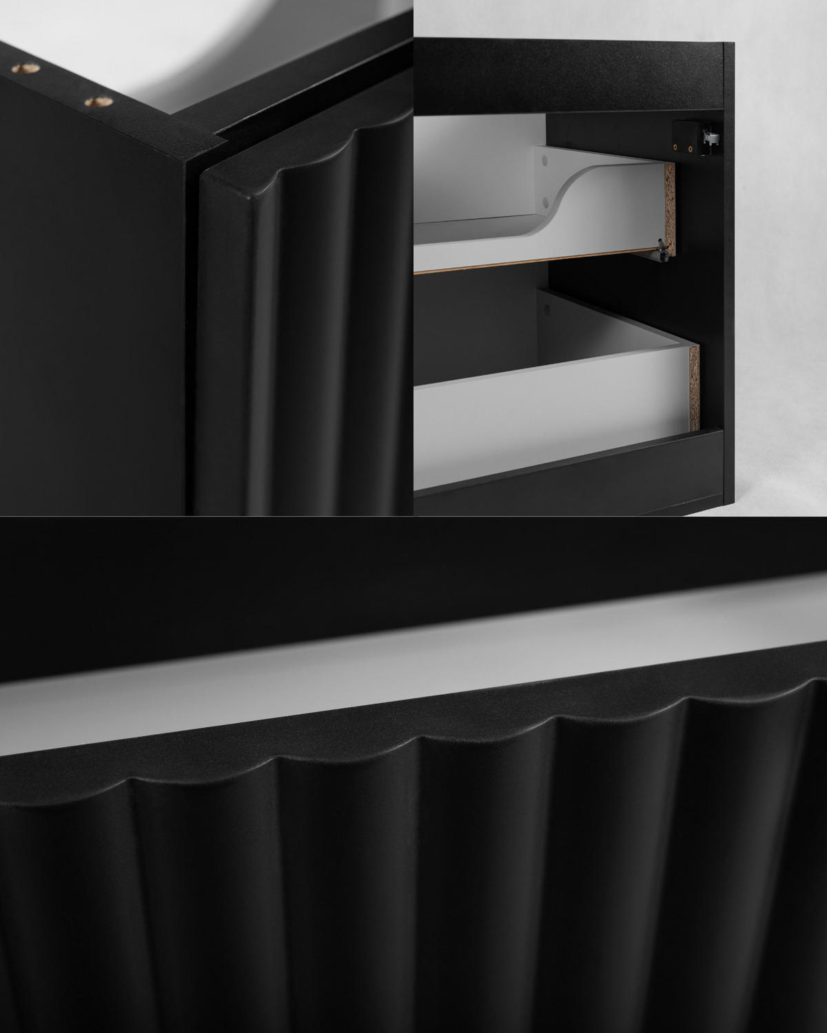 BADEZIMMER-HOCHSCHRANK: Schwarz / Griffe Schwarz, 35 x 27 x 136 cm - Schwarz, Holzwerkstoff (35/136/27cm) - 3XE LIVING