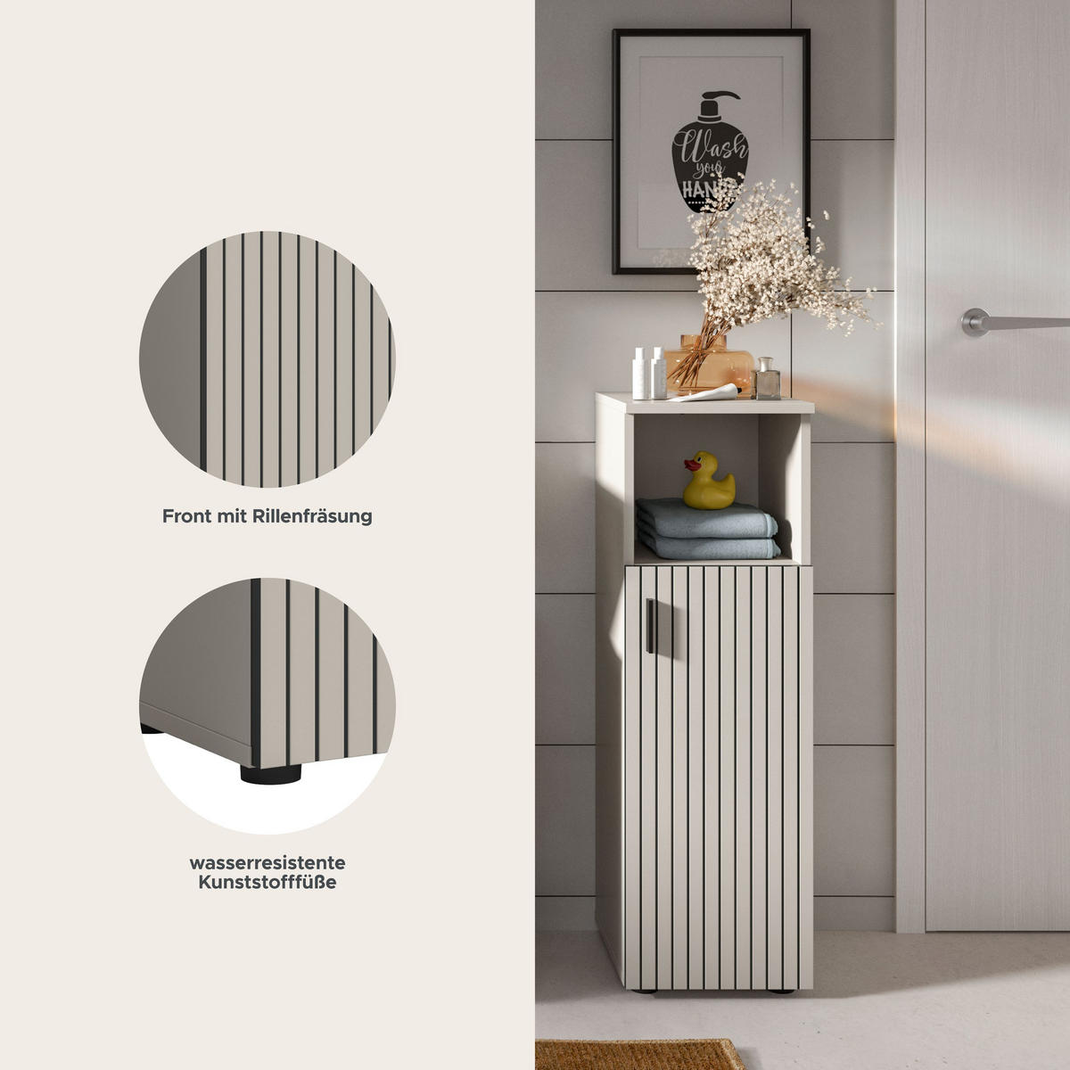 BADSCHRANK MONE (B/H/T: ca. 30/95/30 cm) in Kaschmir/Kaschmir - Kaschmir, Holzwerkstoff (30/95/30cm)