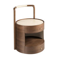 NACHTSCHRANK Nussbaum mit Holzplatte und cremefarbenem Kunstlederbezug 50/54/72 cm - Goldfarben/Walnussfarben, Holz/Holzwerkstoff (50/72/54cm) - ANGEL CERDA
