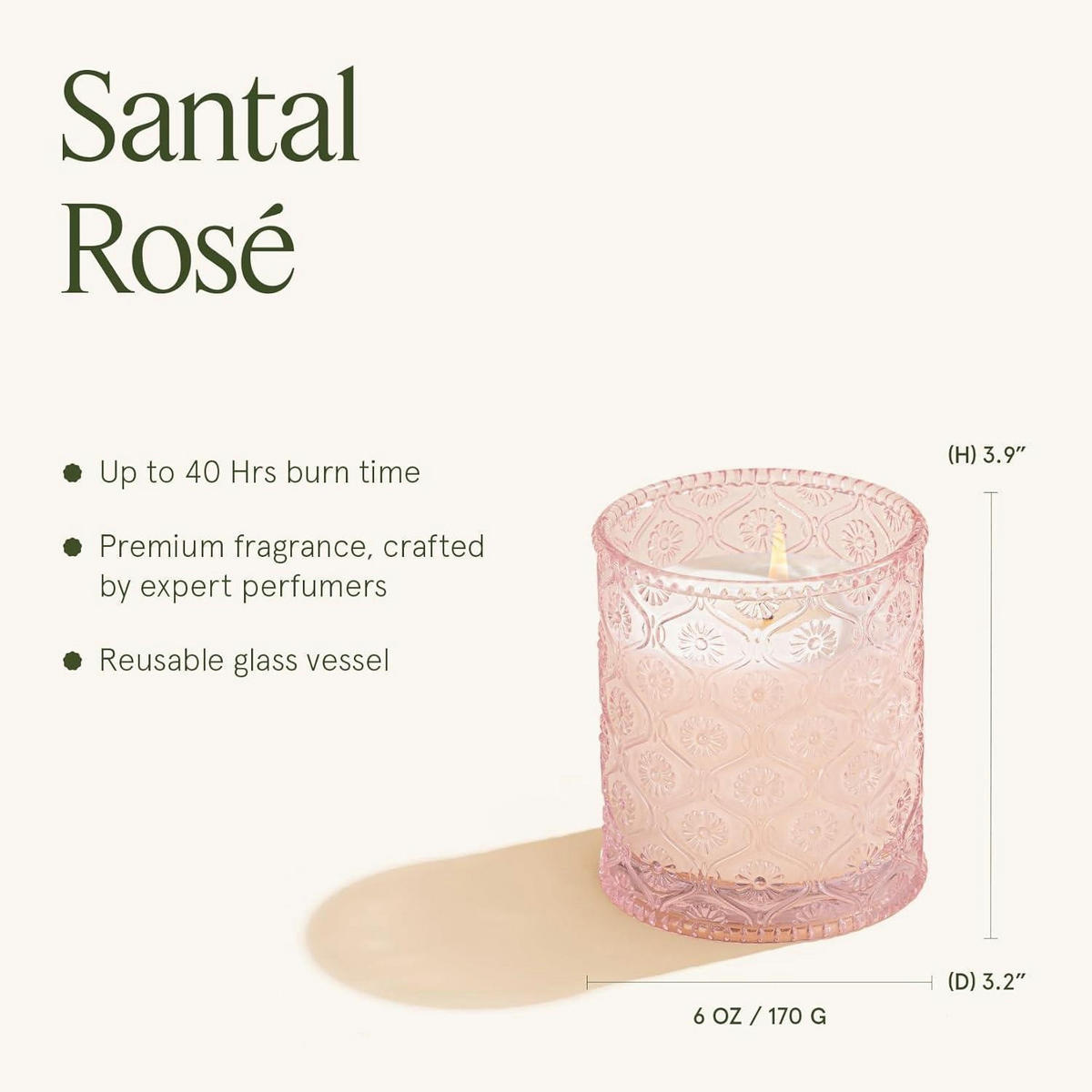 DUFTKERZE im Glas Rose Sandelholz 170g - Rosa, Glas (9cm)