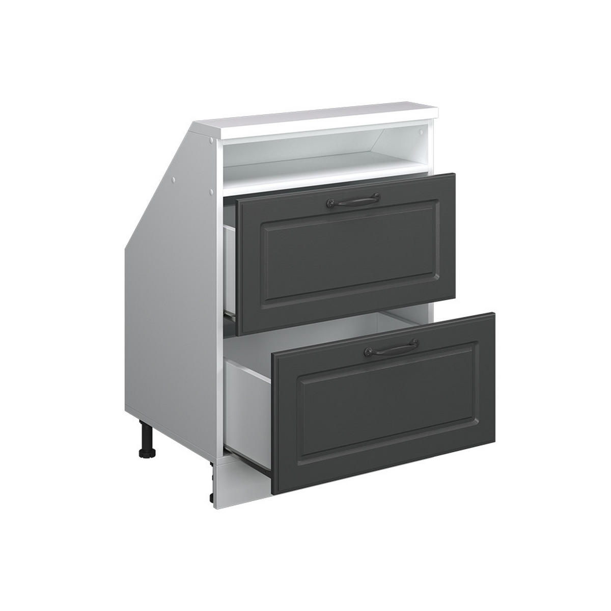 DACHSCHRÄGENSCHRANK Rion Anthrazit Landhaus/Weiß mit 2 Schubladen - Anthrazit/Weiß, Holzwerkstoff (60/81.6/46cm) - Vicco