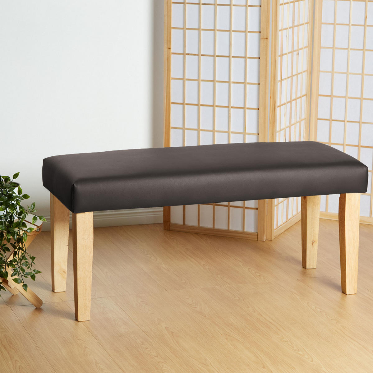HOCKERBANK in Kunstleder 104/47/41 cm in Braun - Braun, Textil (103/47/41cm) - Homestyle4u