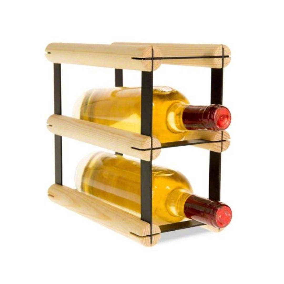 WEINREGAL Vinotega Mod Metal 22,5x12,5x24,5 cm 1x2 Flaschen Massives Kiefernholz Natur - Naturfarben, Holz (12.5/22.5/24.5cm) - PROREGAL