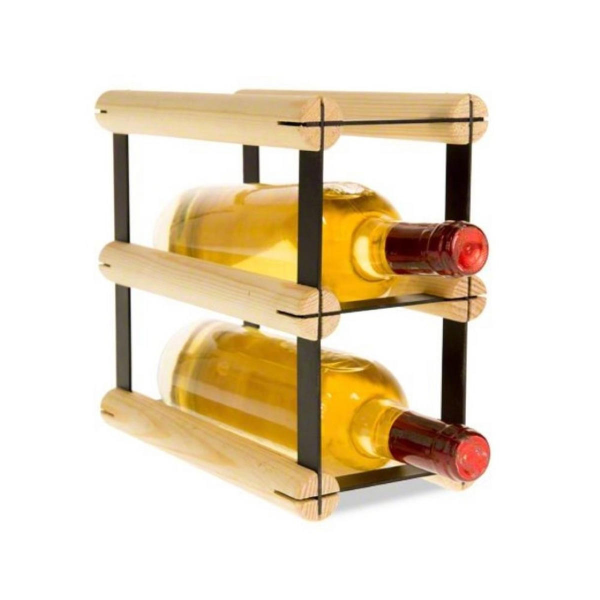 WEINREGAL Vinotega Mod Metal 22,5x12,5x24,5 cm 1x2 Flaschen Massives Kiefernholz Natur - Naturfarben, Holz (12.5/22.5/24.5cm) - PROREGAL