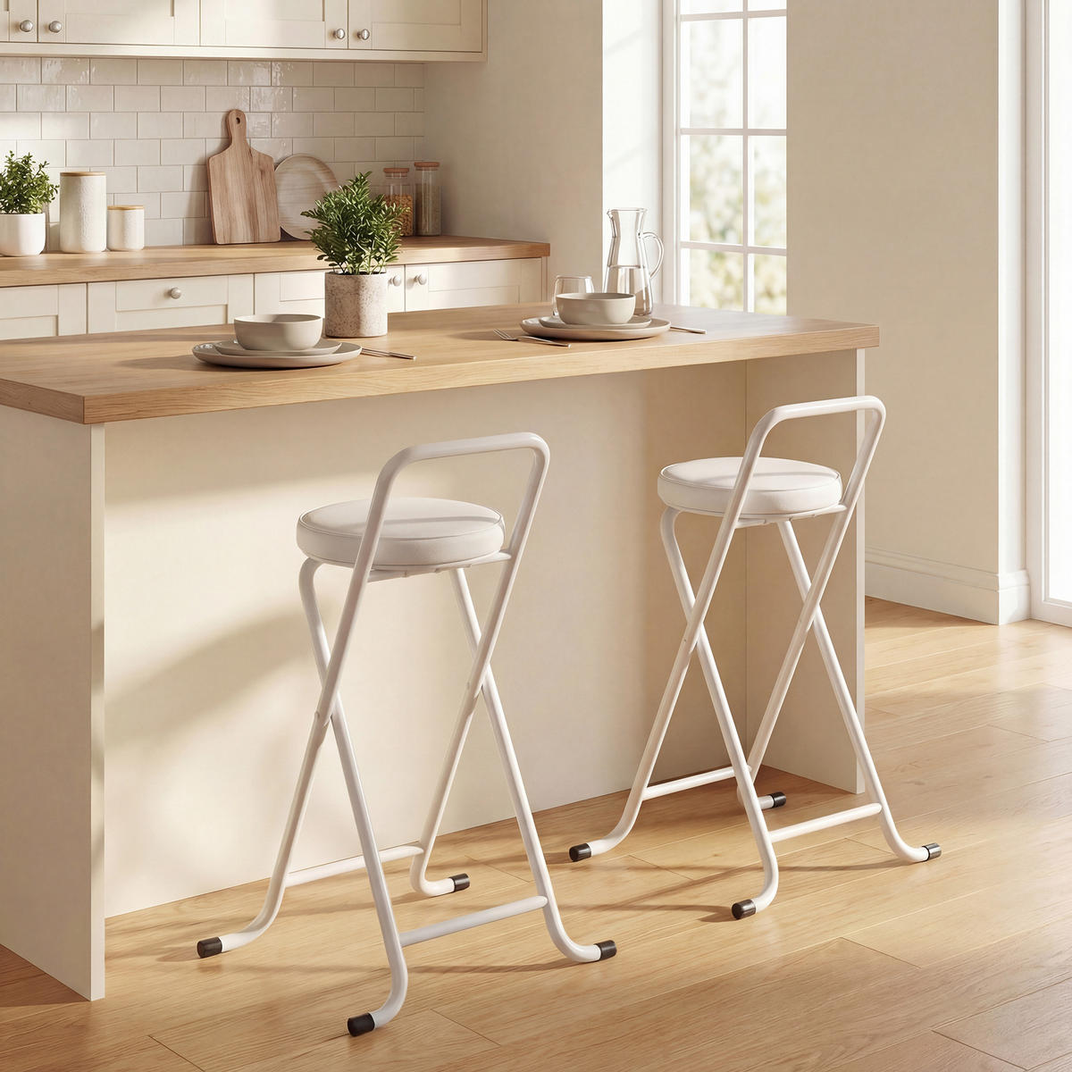 BARHOCKER 2er-Set Weiß faltbar 46/40,5/72,5 cm - Weiß, Kunststoff (46/72.5/40.5cm) - PANGIVO