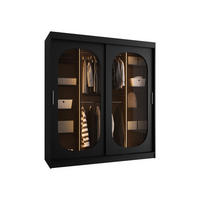 SCHWEBETÜRENSCHRANK Bahrajn 180 mit LED Beleuchtung - Silberfarben/Schwarz, Holzwerkstoff/Kunststoff (180/200/62cm) - MIRJAN24