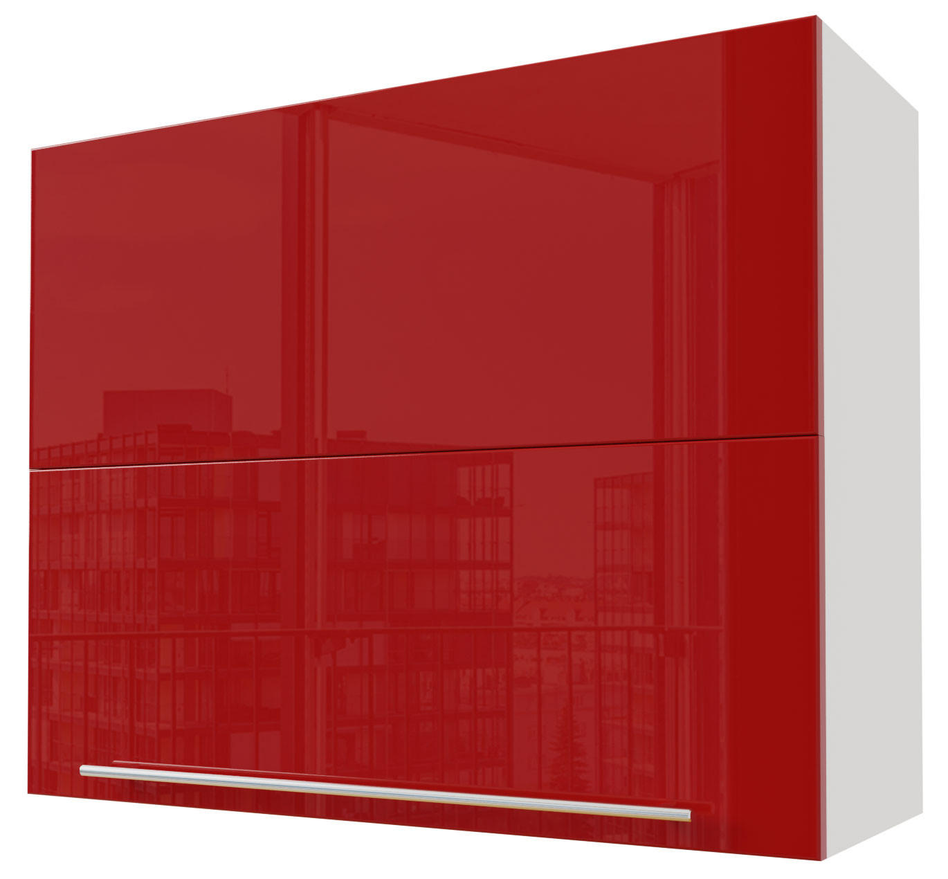 KLAPPHÄNGESCHRANK Brerra W8B/90-AV Weiß / RAL 3002 karminrot Hochglanz 90 / 32,5 / 72cm - Rot/Weiß, Holz/Holzwerkstoff (90/72/32.5cm) - Feldmann-Wohnen