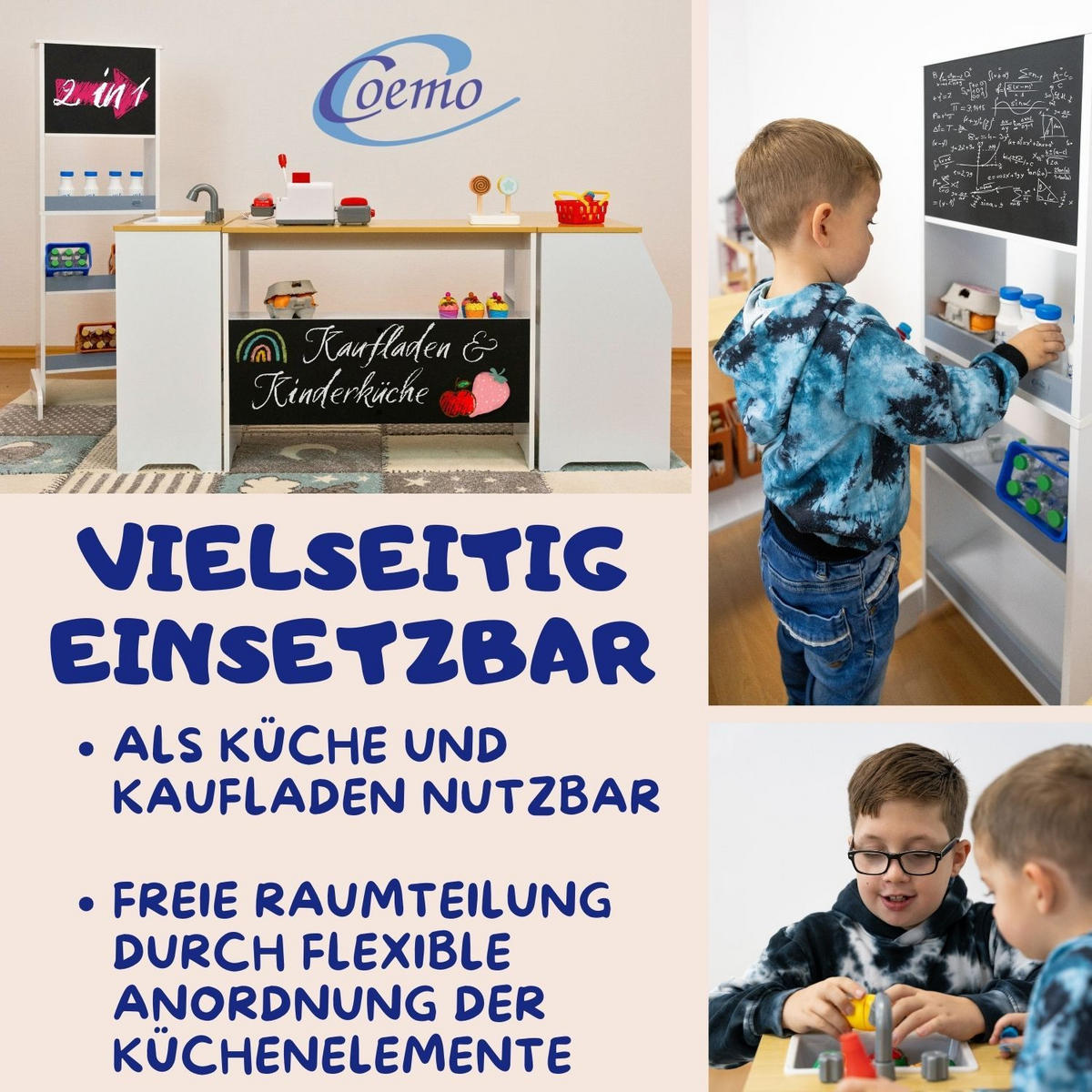 SPIELKÜCHE IDA 4er-Set in Grau 224/30/100 cm - Grau, Holz (224/30/100cm) - Coemo