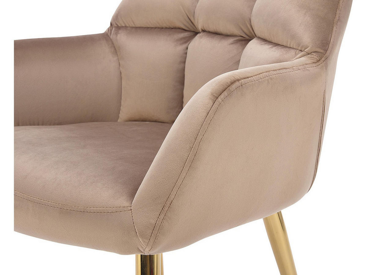 STUHL - 58.5cm x 62cm - Samt - beige - PEGA - Beige, Textil (58.5/78/62cm) - Vente-Unique