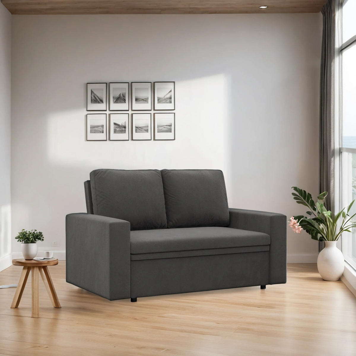 SOFA Neo mit gerader Armlehnen grau - Grau, Textil (148/90/87cm) - SIMKAM Furniture