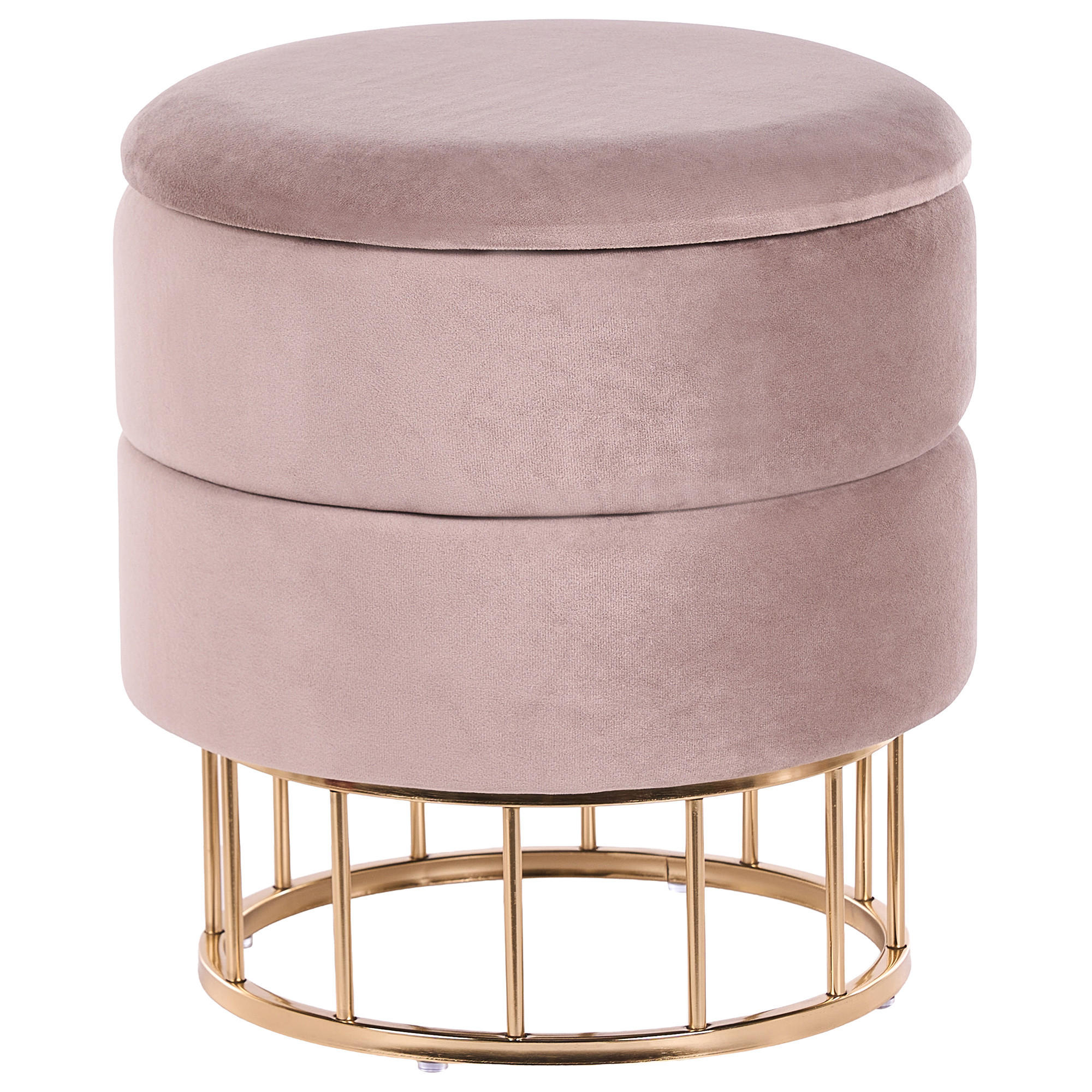 POUF Taupe Elgin - Taupe/Goldfarben, Textil (37/42/37cm) - Beliani